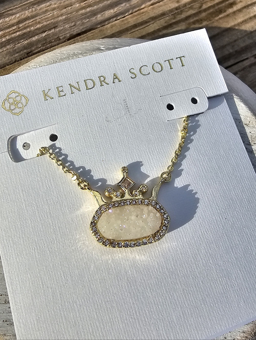 Kendra Scott Princess Pendant With White Druzy Crown Necklace